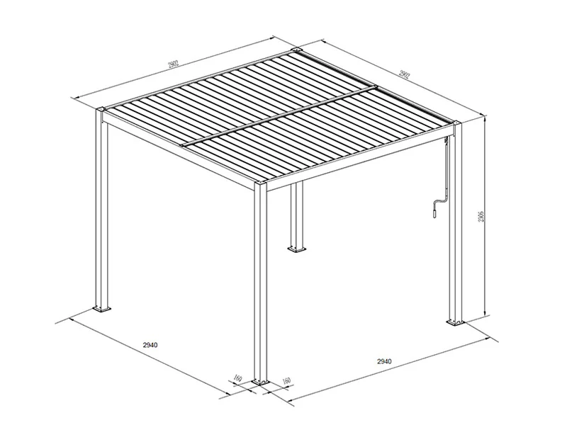 Bioklimatisk pergola paviljong San Pablo Alu+, 3x3m, Vit, 4 st. - Image 7