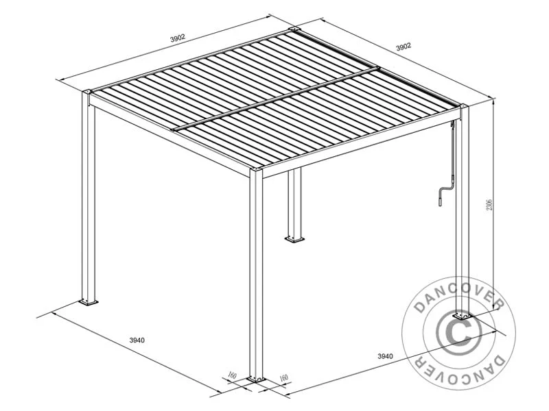 Bioklimatisk pergola paviljong San Pablo Alu+, 3x3m, Vit - Image 4