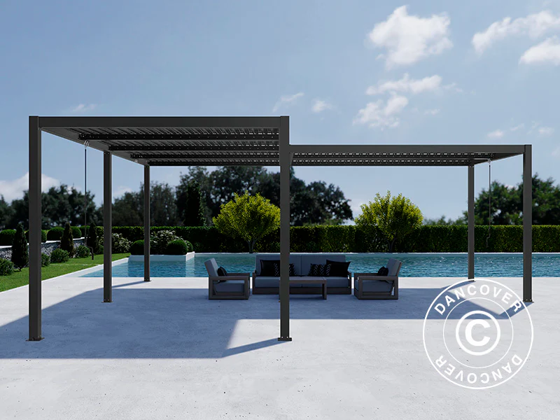 Bioklimatisk pergola paviljong San Pablo Alu+, 3x4m, 3x5,8m, Svart, 2 st. - Image 2