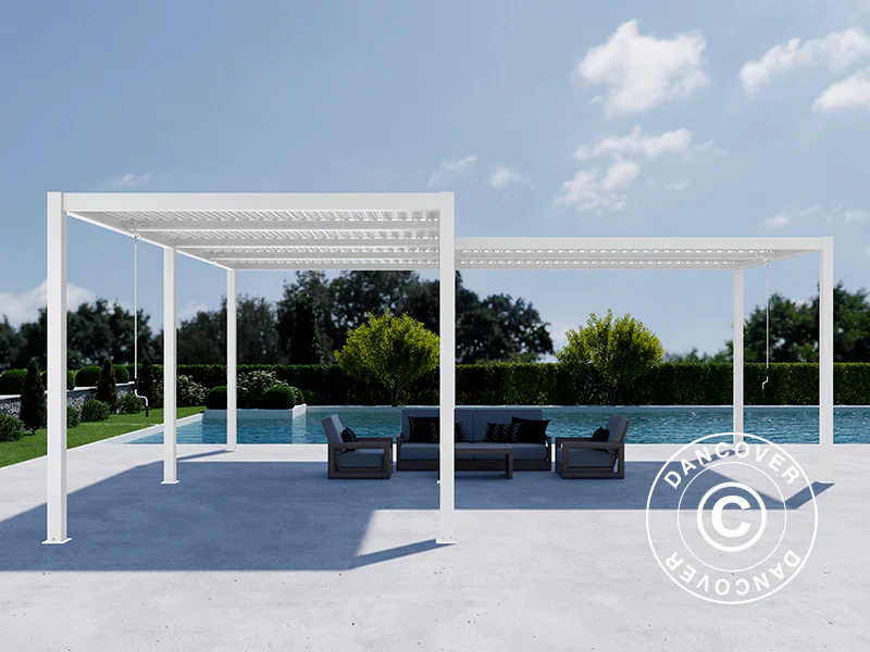 Bioklimatisk pergola paviljong San Pablo Alu+, 3x4m, 3x5,8m, Vit, 2 st. - Image 3