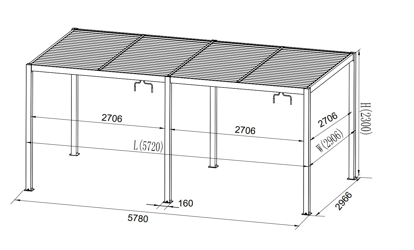 Bioklimatisk pergola paviljong San Pablo Alu+, 3x4m, 3x5,8m, Vit, 2 st. - Image 8