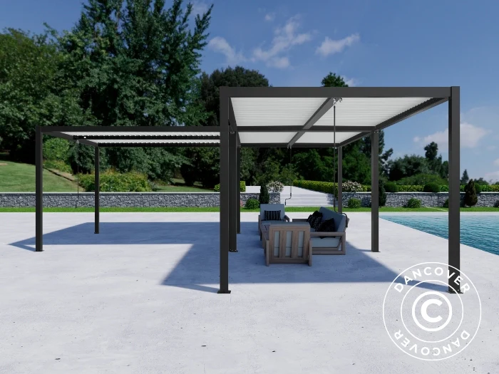 Bioklimatisk pergola paviljong San Pablo Alu+, 3x4m, 4x4m, 3x5,8m, Svart/Vit, 3 st. - Image 4