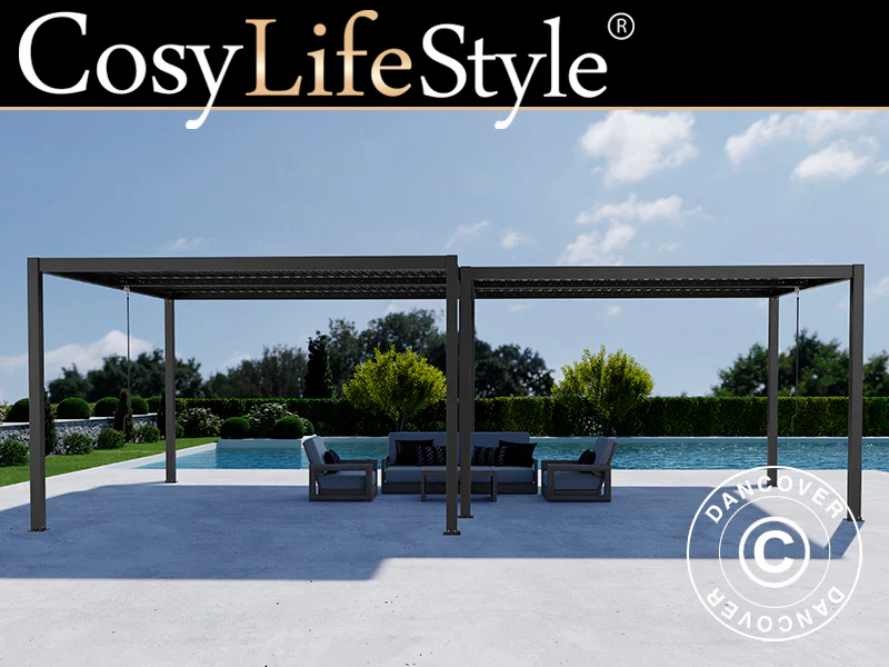 Bioklimatisk pergola paviljong San Pablo Alu+, 3x4m, 4x4m, Svart, 2 st.