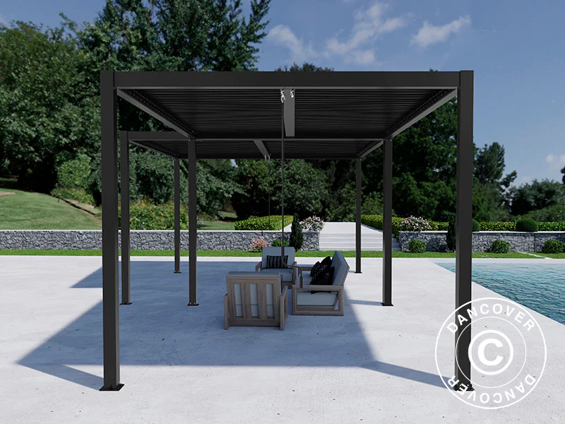 Bioklimatisk pergola paviljong San Pablo Alu+, 3x4m, 4x4m, Svart, 2 st. - Image 4