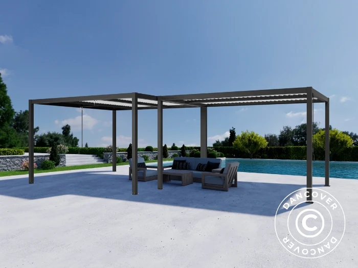 Bioklimatisk pergola paviljong San Pablo Alu+, 3x4m, 4x4m, Svart/Vit, 2 st. - Image 2