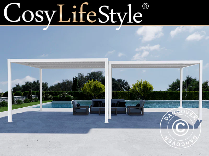 Bioklimatisk pergola paviljong San Pablo Alu+, 3x4m, 4x4m, Vit, 2 st.