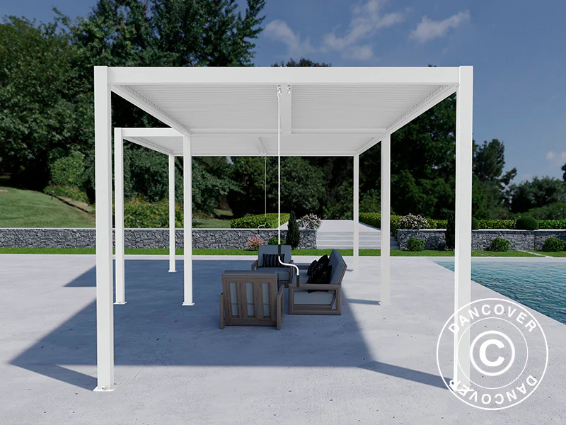 Bioklimatisk pergola paviljong San Pablo Alu+, 3x4m, 4x4m, Vit, 2 st. - Image 4