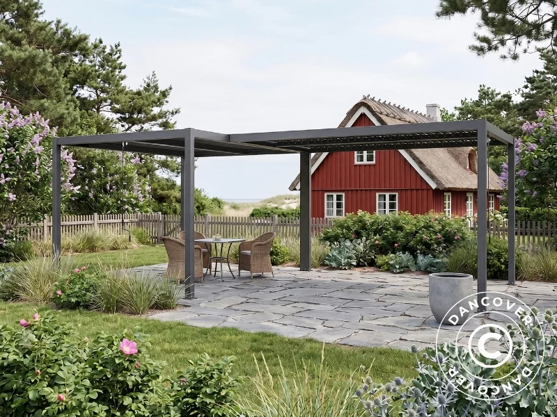 Bioklimatisk pergola paviljong San Pablo Alu+, 3x4m, L-formad, Svart, 2 st. - Image 2