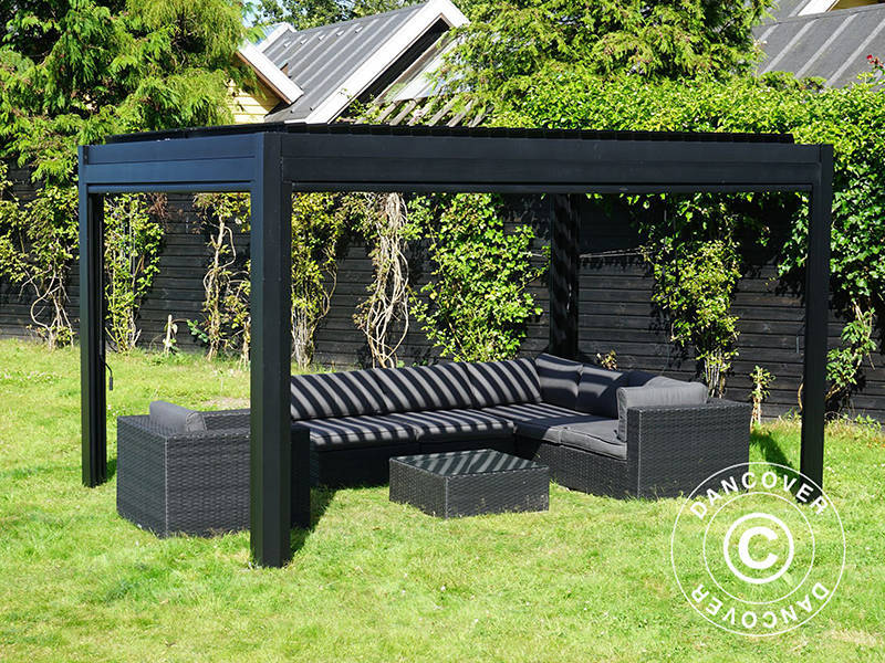 Bioklimatisk pergola Paviljong San Pablo Alu+, 3x4m, Svart - Image 11