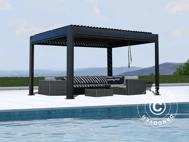 Bioklimatisk pergola Paviljong San Pablo Alu+, 3x4m, Svart - Image 2
