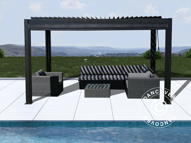 Bioklimatisk pergola Paviljong San Pablo Alu+, 3x4m, Svart - Image 3