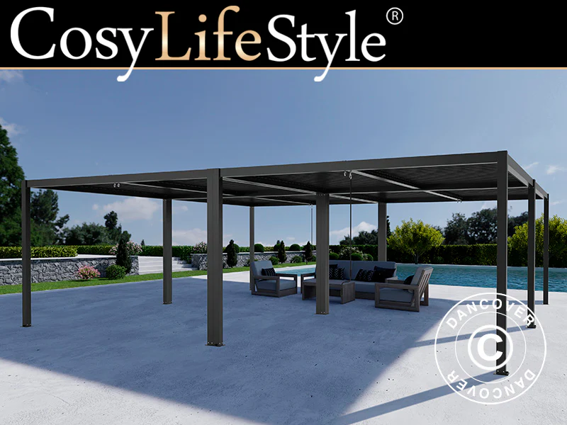 Bioklimatisk pergola paviljong San Pablo Alu+, 3x4m, Svart, 4 st.