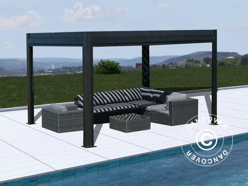 Bioklimatisk pergola Paviljong San Pablo Alu+, 3x4m, Svart - Image 4
