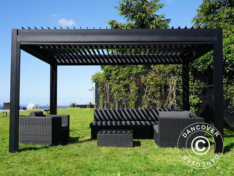 Bioklimatisk pergola Paviljong San Pablo Alu+, 3x4m, Svart - Image 6