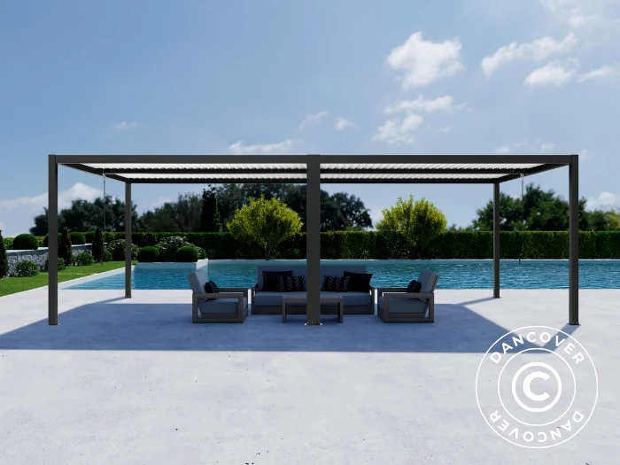 Bioklimatisk pergola paviljong San Pablo Alu+, 3x4m, Svart/Vit, 2 st. - Image 3