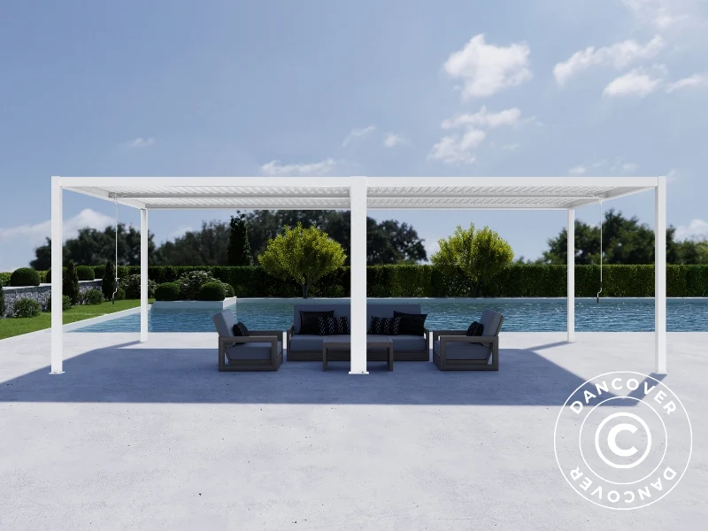 Bioklimatisk pergola paviljong San Pablo Alu+, 3x4m, Vit, 2 st. - Image 3