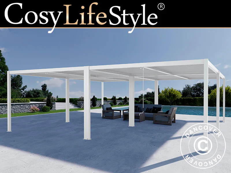 Bioklimatisk pergola paviljong San Pablo Alu+, 3x4m, Vit, 4 st.