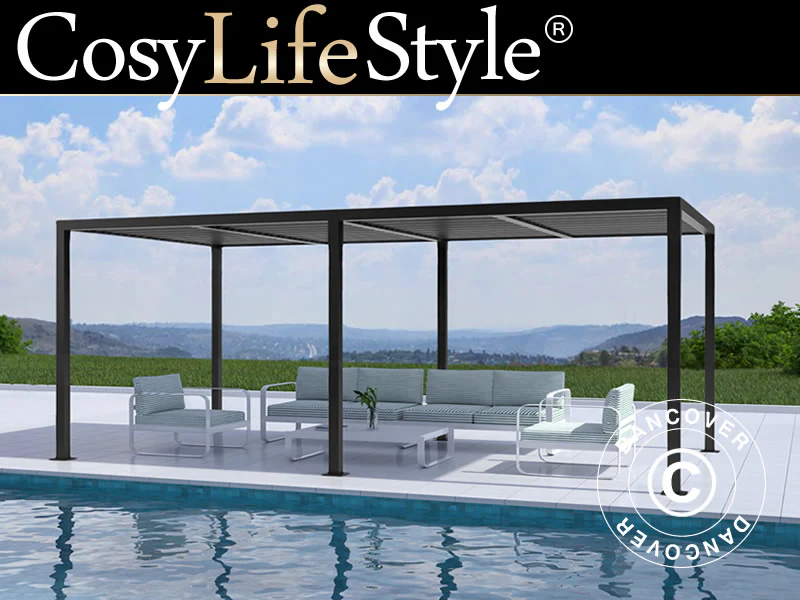 Bioklimatisk pergola Paviljong San Pablo Alu+, 3x5,8m, Svart