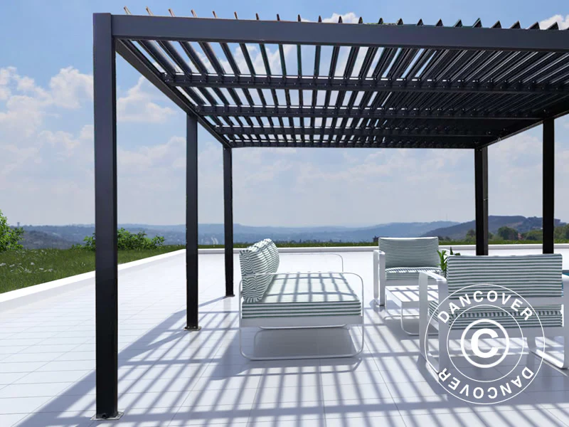 Bioklimatisk pergola Paviljong San Pablo Alu+, 3x5,8m, Svart - Image 3