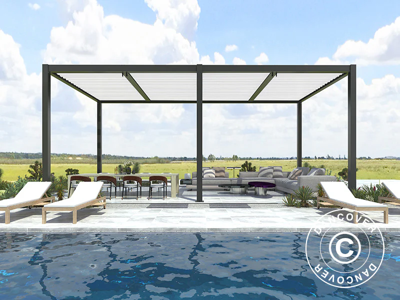 Bioklimatisk pergola Paviljong San Pablo Alu+, 3x5,8m, Svart/Vit - Image 2