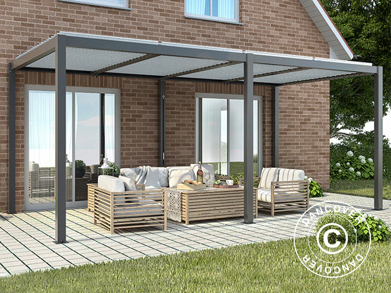 Bioklimatisk pergola Paviljong San Pablo Alu+, 3x5,8m, Svart/Vit - Image 3