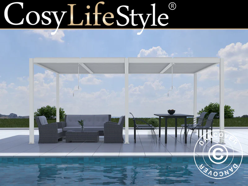 Bioklimatisk pergola Paviljong San Pablo Alu+, 3x5,8m, Vit