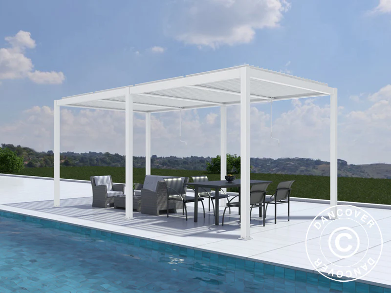 Bioklimatisk pergola Paviljong San Pablo Alu+, 3x5,8m, Vit - Image 3