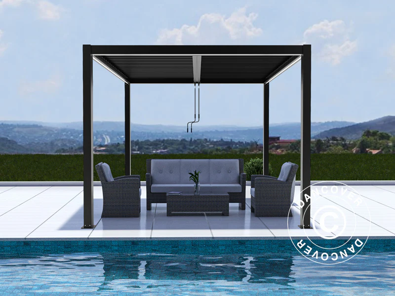Bioklimatisk pergola Paviljong San Pablo Alu+, 4x4m, Svart - Image 2