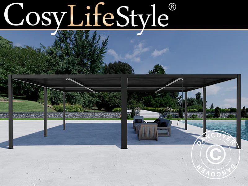 Bioklimatisk pergola paviljong San Pablo Alu+, 4x4m, Svart, 4 st.