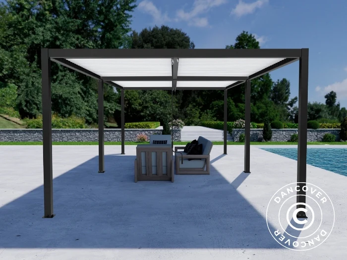 Bioklimatisk pergola paviljong San Pablo Alu+, 4x4m, Svart/Vit, 2 st. - Image 4