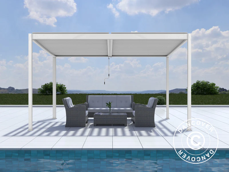 Bioklimatisk pergola Paviljong San Pablo Alu+, 4x4m, Vit - Image 3