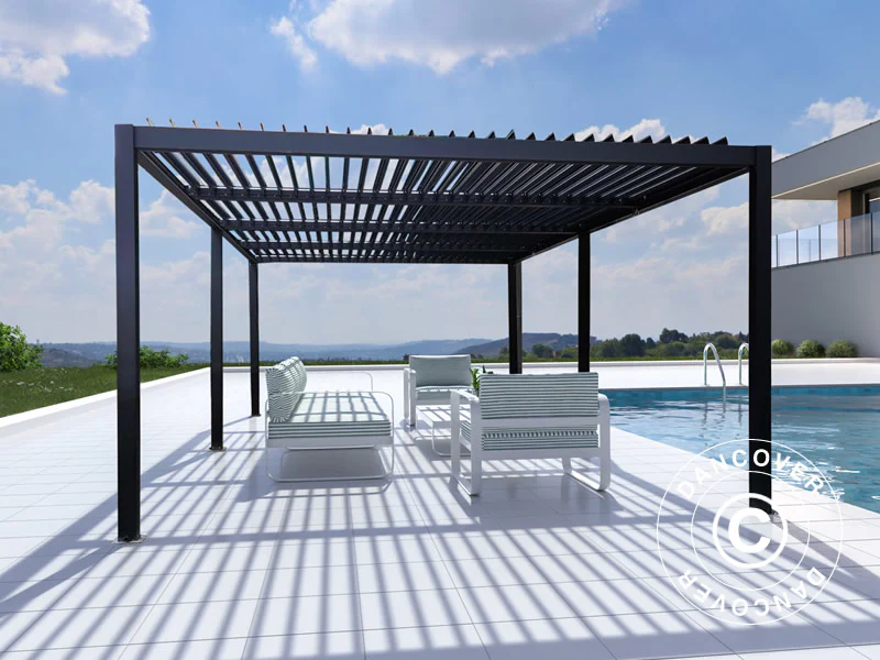 Bioklimatisk pergola paviljong San Pablo Alu+, 4x5,8m, Svart - Image 2