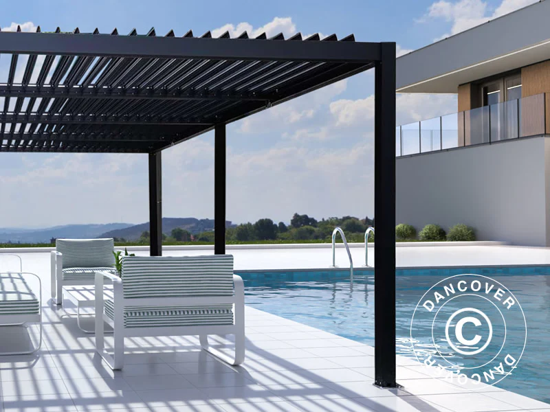 Bioklimatisk pergola paviljong San Pablo Alu+, 4x5,8m, Svart - Image 4