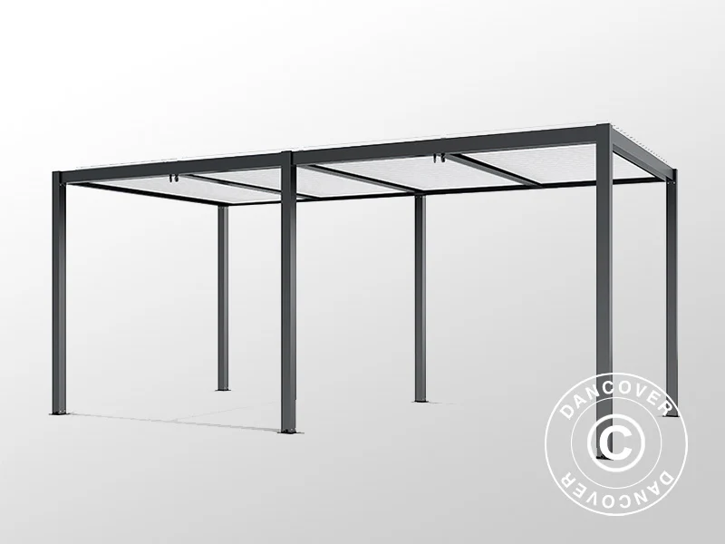 Bioklimatisk pergola paviljong San Pablo Alu+, 4x5,8m, Svart/Vit - Image 4