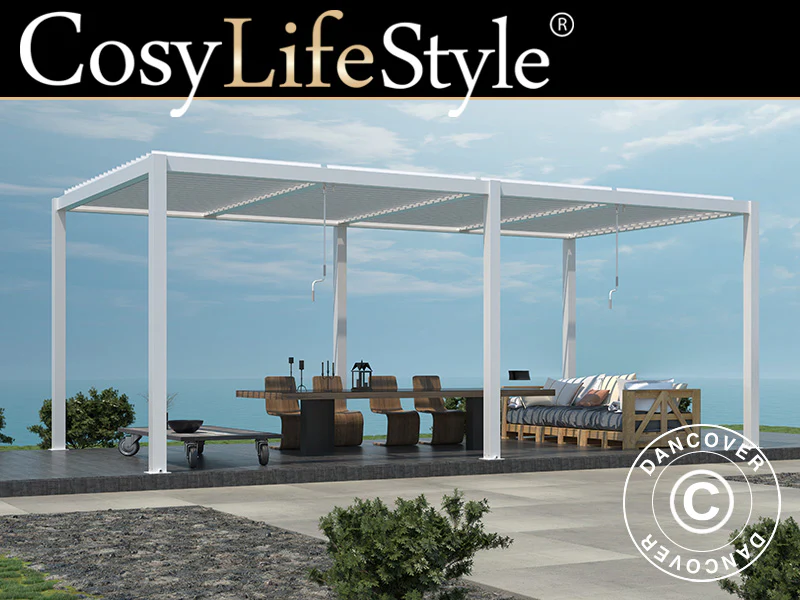 Bioklimatisk pergola Paviljong San Pablo Alu+, 4x5,8m, Vit