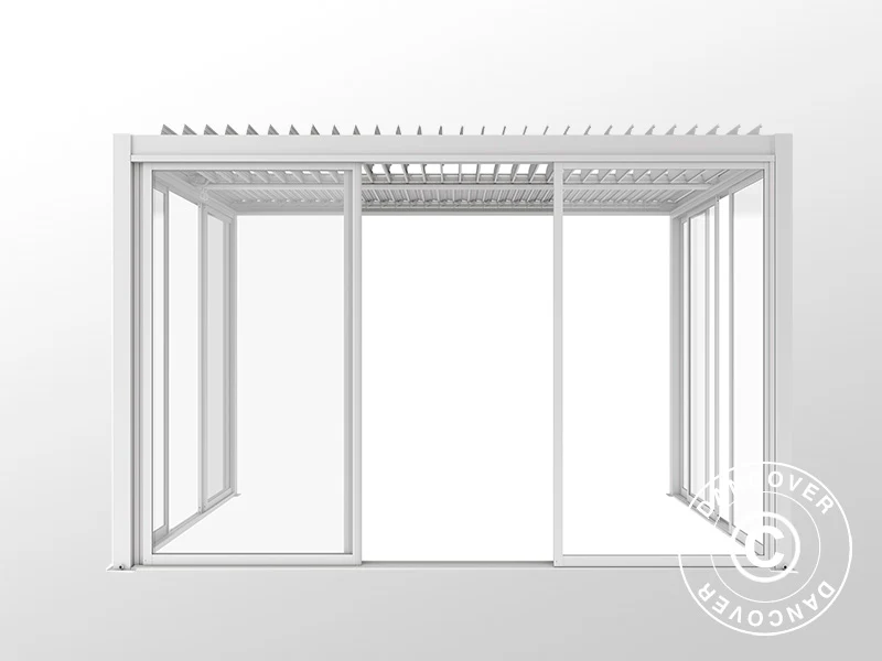 Bioklimatisk pergola paviljong San Pablo Alu+ m/skjutdörrar, 3x4m, Vit - Image 10
