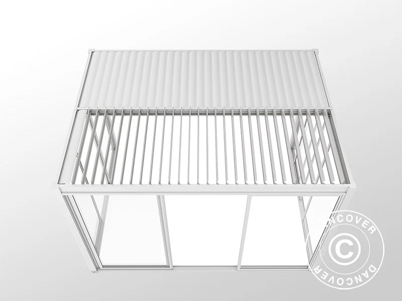 Bioklimatisk pergola paviljong San Pablo Alu+ m/skjutdörrar, 3x4m, Vit - Image 12