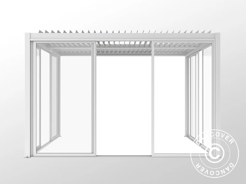 Bioklimatisk pergola paviljong San Pablo Alu+ m/skjutdörrar, 3x4m, Vit - Image 8
