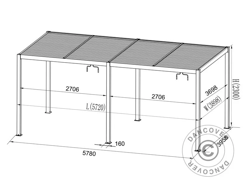 Bioklimatisk pergola paviljong San Pablo Alu+ m/skjutdörrar, 4x5,8m, Vit - Image 9