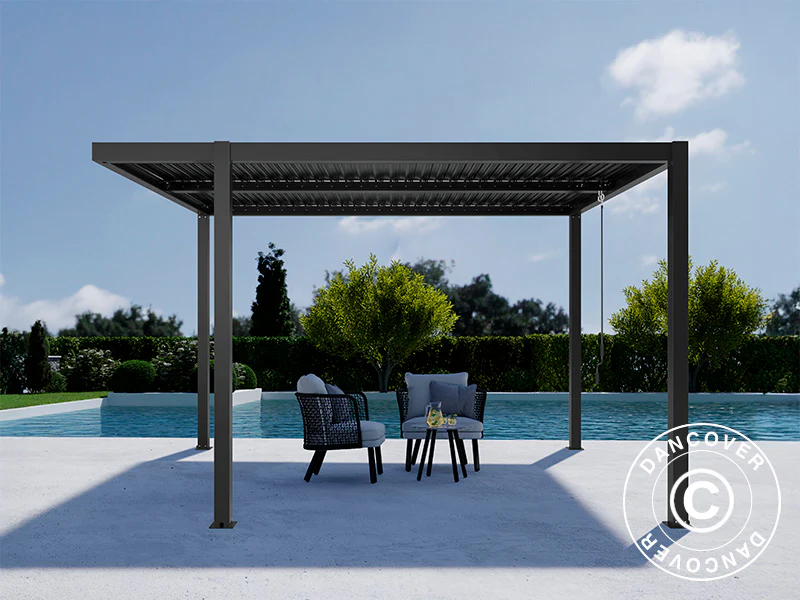 Bioklimatisk pergola paviljong San Pablo Alu+, Open Side, 3x3m, Svart - Image 2