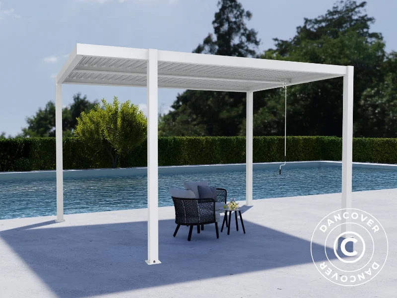 Bioklimatisk pergola paviljong San Pablo Alu+, Open Side, 3x3m, Vit - Image 2