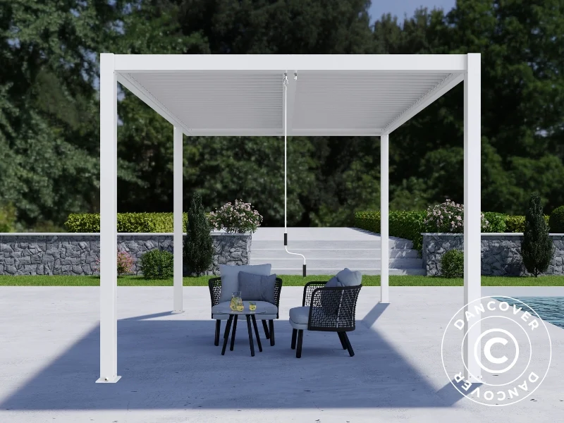 Bioklimatisk pergola paviljong San Pablo Alu+, Open Side, 3x3m, Vit - Image 4