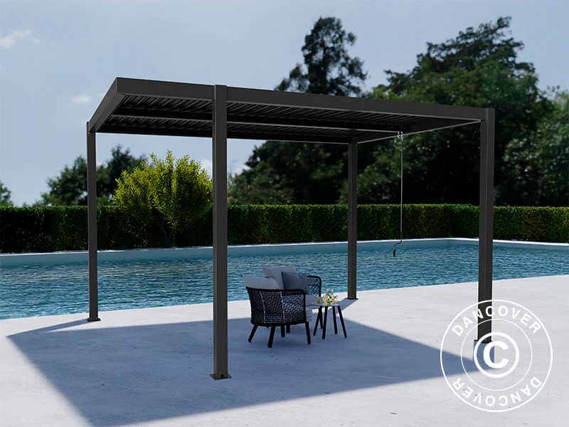 Bioklimatisk pergola paviljong San Pablo Alu+, Open Side, 3x4m, Svart - Image 2