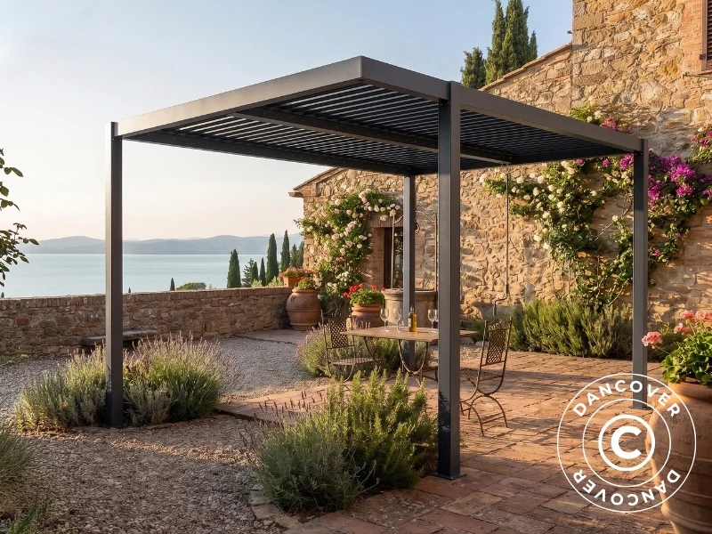Bioklimatisk pergola paviljong San Pablo Alu+, Open Side, 3x4m, Svart - Image 5