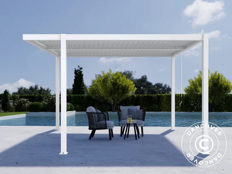 Bioklimatisk pergola paviljong San Pablo Alu+, Open Side, 3x4m, Vit - Image 3