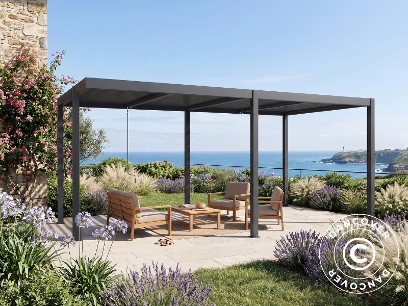 Bioklimatisk pergola paviljong San Pablo Alu+, Open Side, 3x5,8m, Svart - Image 3