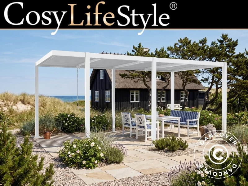 Bioklimatisk pergola paviljong San Pablo Alu+, Open Side, 3x5,8m, Vit