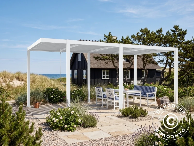 Bioklimatisk pergola paviljong San Pablo Alu+, Open Side, 3x5,8m, Vit - Image 2