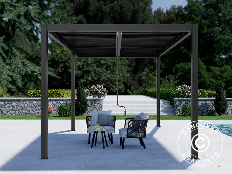 Bioklimatisk pergola paviljong San Pablo Alu+, Open Side, 4x4m, Svart - Image 4