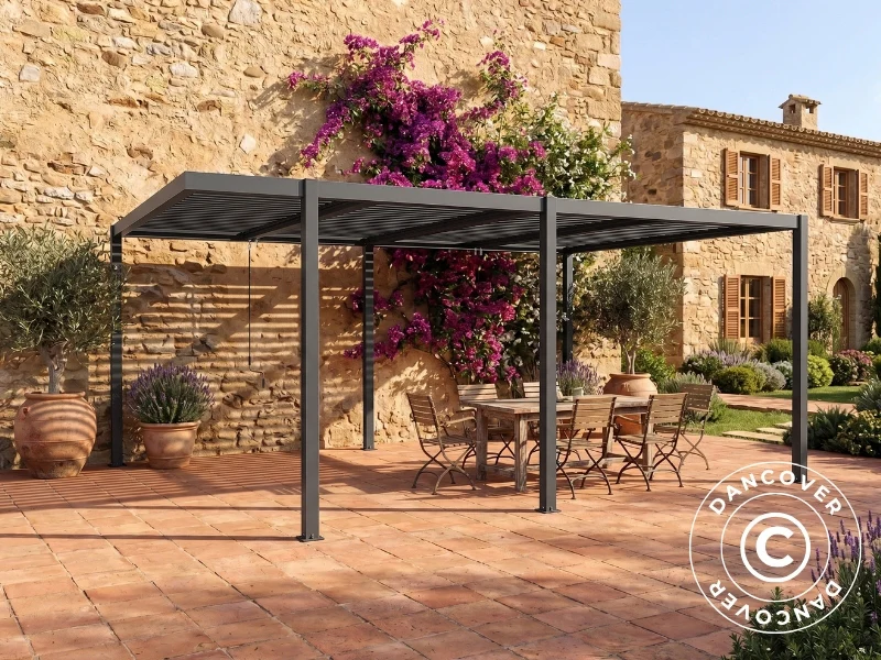 Bioklimatisk pergola paviljong San Pablo Alu+, Open Side, 4x5,8m, Svart - Image 2